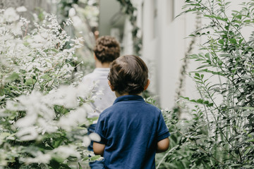 Kids playing in a garden