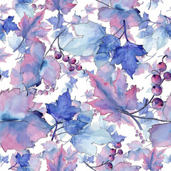 Leaves currant in a watercolor style. Seamless background pattern. Fabric wallpaper print texture. Aquarelle leaf for background, texture, wrapper pattern, frame or border.
