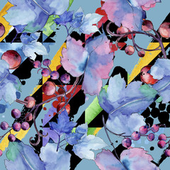 Leaves currant in a watercolor style. Seamless background pattern. Fabric wallpaper print texture. Aquarelle leaf for background, texture, wrapper pattern, frame or border.