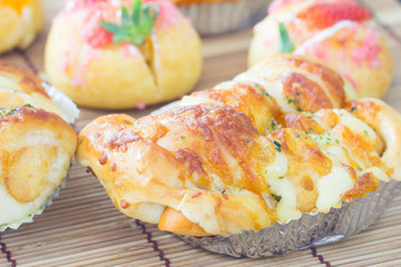 Sausage bread with mayonnaise