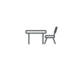 Chair and table line icon 