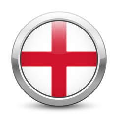 Fototapeta premium England - shiny metallic button with national flag. English symbol isolated on white background. Vector EPS10