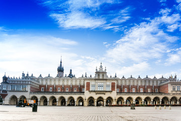 Obraz premium KRAKOW, POLAND - August 27, 2017: The Cloth Hall Krakow,listed as a UNESCO World Heritage Site since 1978, Poland