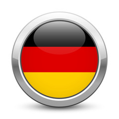 Germany - shiny metallic button with national flag. German symbol isolated on white background. Vector EPS10