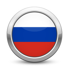Russia - shiny metallic button with national flag. Russian symbol isolated on white background. Vector EPS10