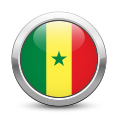 Senegal - shiny metallic button with national flag. Senegalese symbol isolated on white background. Vector EPS10