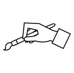 hand with paint brush tool icon vector illustration design