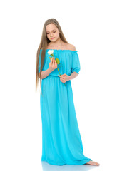 Beautiful girl with a flower.