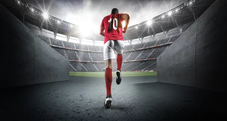 Foto auf Acrylglas Soccer player entering the 3d imaginary stadium © efks
