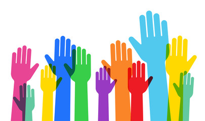 Obraz premium Ilustracja ludzi podnoszących ręce