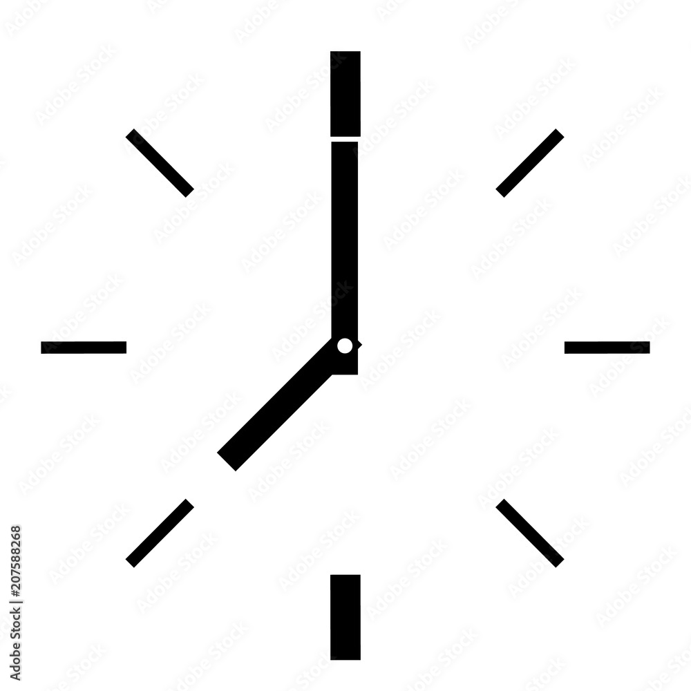 Poster line round clock on white background. flat style. line clock sign. black clock symbol. modern simple