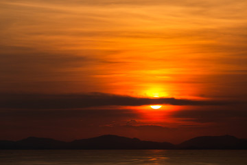colorful dramatic sky with cloud at sunset.