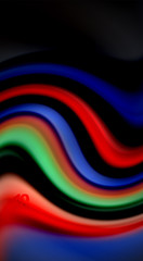 Fluid rainbow colors on black background, vector wave lines and swirls