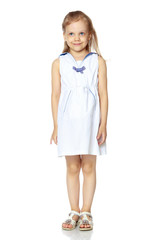 The little girl is full-length.