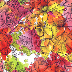 vintage vector floral seamless pattern