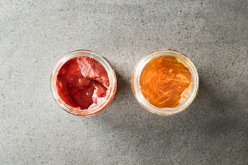 Organic Orange Elderflower and Strawberry Marmalade in Jar / Various Jams.