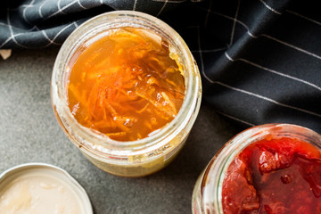 Organic Orange Elderflower and Strawberry Marmalade in Jar / Various Jams.