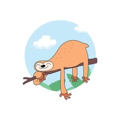 cartoon sloth is sleeping soundly during the day