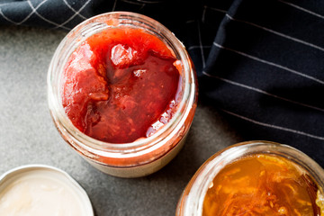Organic Orange Elderflower and Strawberry Marmalade in Jar / Various Jams.