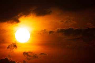 colorful dramatic sky with cloud at sunset.
