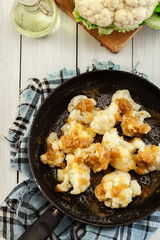 Vegetarian fried cauliflower with bread crumb