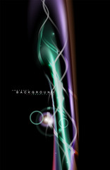 Color shiny light effects on black, liquid style multicolored wavy shape