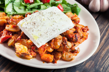 Baked giant beans with feta cheese