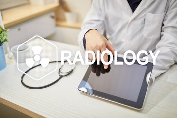 Radiology medical technology on virtual screen. Healthcare.