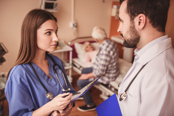Fototapeta premium Old woman in hospital