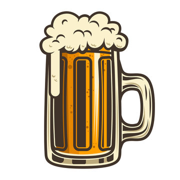 Beer mug illustration. Design element for logo, label, emblem, sign.
