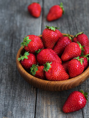 Bowl with fresh strawberries