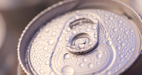 Beer can and water droplet