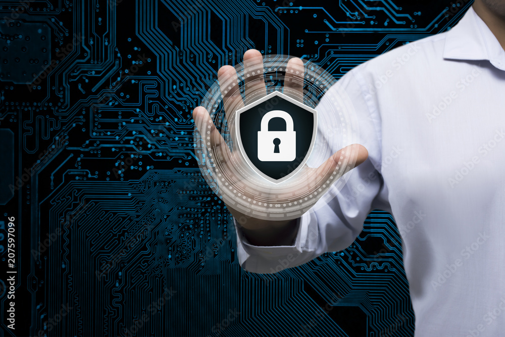 Poster modern defense system advanced data protection concepts for the future.
