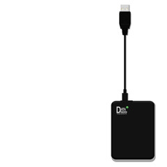 Isolated portable hard drive on transparent background
