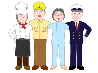 頑張って働く高齢者の労働者たち。