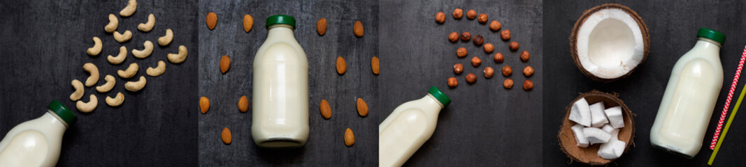 top view healthy veagn nut milk