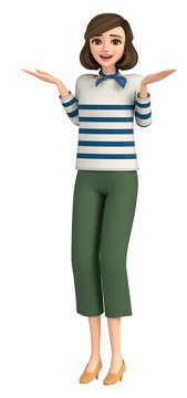 3D illustration character - A woman of the everyday wear is troubled