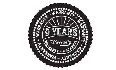 9 years warranty icon vintage rubber stamp guarantee