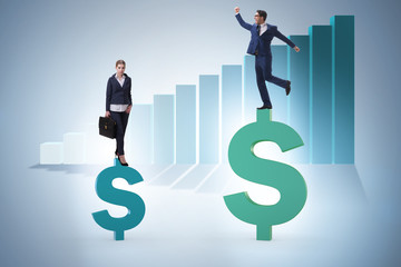 Concept of inequal pay and gender gap between man woman