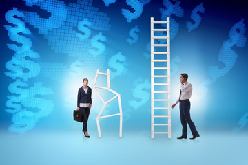 Concept of inequal career opportunities between man woman