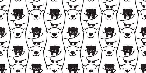 bear seamless pattern vector polar bear panda teddy isolated background repeat wallpaper