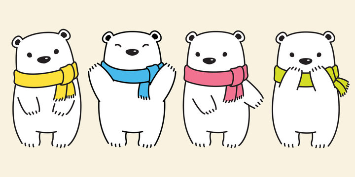 bear vector polar bear panda logo icon scarf kid illustration character cartoon doodle