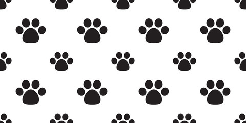 dog paw seamless pattern vector  footprint cat paw cartoon background wallpaper isolated