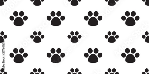 Dog Paw Seamless Pattern Vector Footprint Cat Paw Cartoon Background