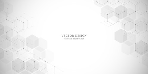 Abstract geometric background. Hexagons design for medical, science and digital technology. Molecular structure and molecule dna.