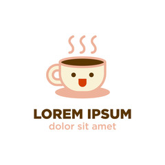 Coffee Cup Logo with cute happy face