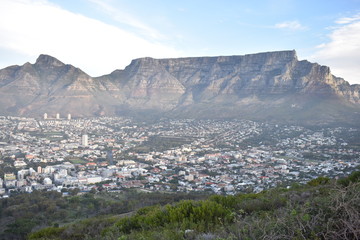 Beautiful Landscape with the big Table Mountain photographed from the Signal Hill in Cape Town, South Africa