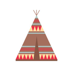 Indian Wigwam with Ornamental Elements. Ethnic Tribal Teepee. Boho style.