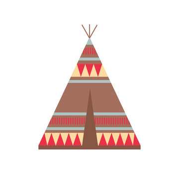 Indian Wigwam with Ornamental Elements. Ethnic Tribal Teepee. Boho style.
