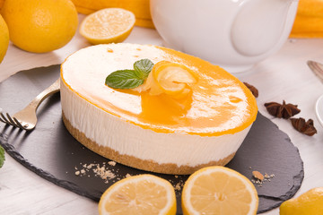 Lemon cheesecake.